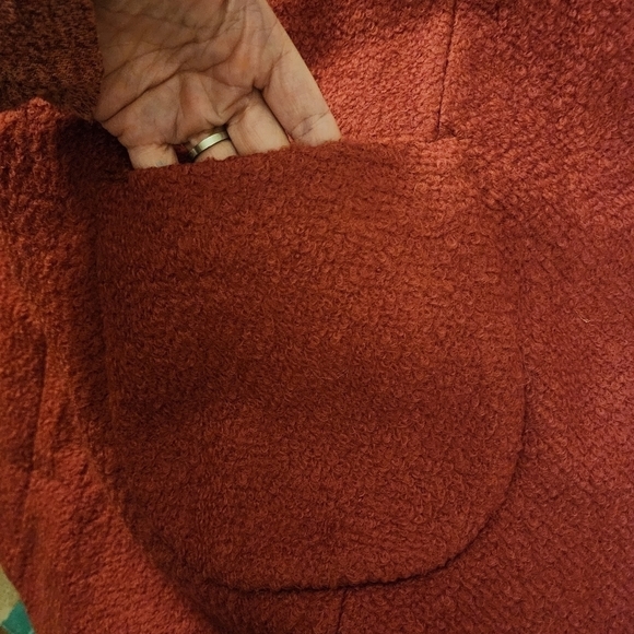 Apt 9 Wool Blend Rust Pea Coat Faux Fur Trim Women's 1X Plus Size Elegant EUC - Picture 11 of 16